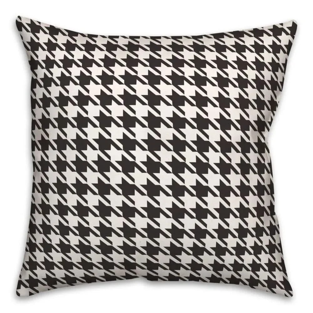 Creative Products Black and White Houndstooth Plaid 20 x 20 Spun Poly Pillow